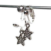 Clipoorbellen glittersterretjes transparant, hangoorbellen